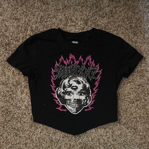 Bold Graphic Black and Pink Crop Top